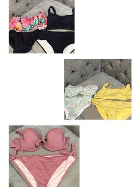 Women’s XL Bikini Lot - Floral, Black, Yellow, Pink